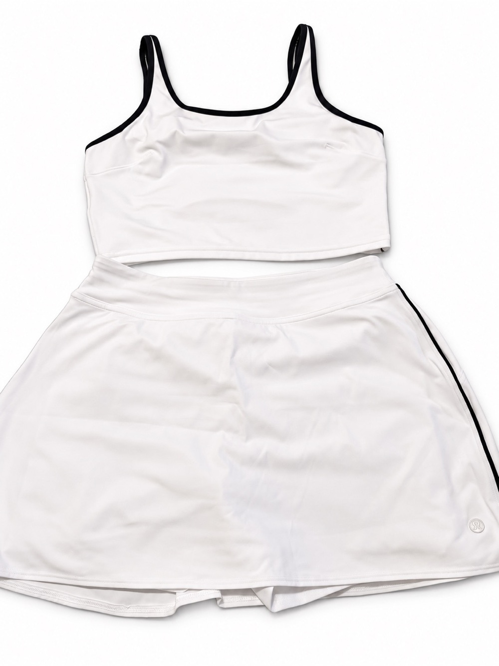 lululemon athletica White Crop Tank and Skirt Set with club blue Trim